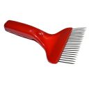 Odvíčkovací vidlička 21 jehel, plastová červená rukojeť Thumb