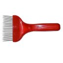 Odvíčkovací vidlička 21 jehel, plastová červená rukojeť Thumb