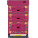 ul-dadant-optima-ciemnorozowy-nadruk-kwiatki-nieskrecony1.jpg_1 Úl Dadant OPTIMA, lakovaný (tmavě růžový), potisk – květy, rozložený Thumb