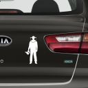 Samolepka včelař s dýmákem - bílá Thumb