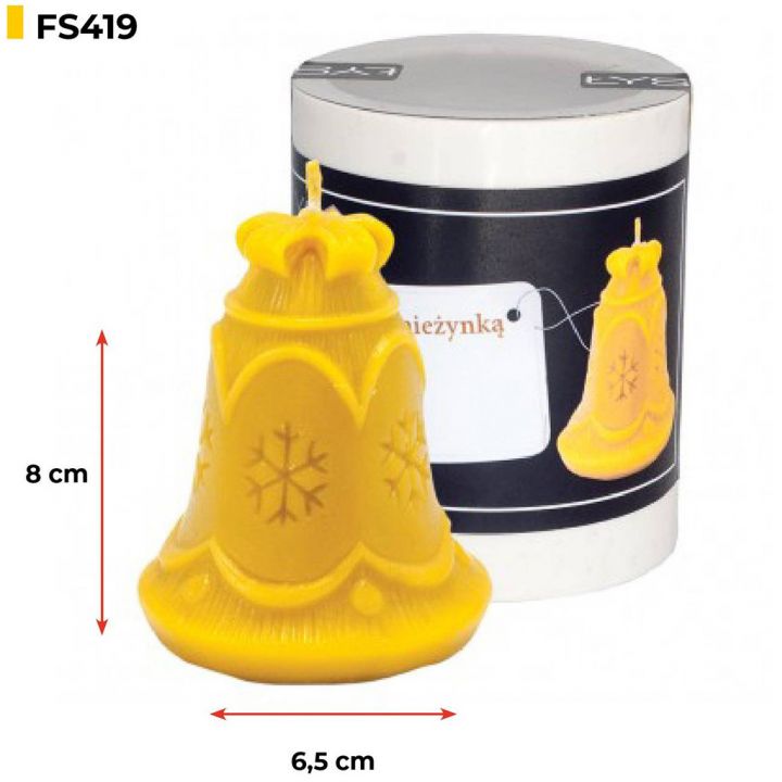 Silikonová forma na svíčky - zvonek se sněhovou vločkou - 8 cm - FS419