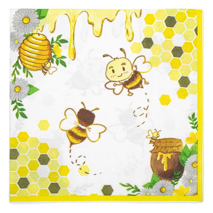 Papírové ubrousky „Včela s medem a pláství“ - 20 ks