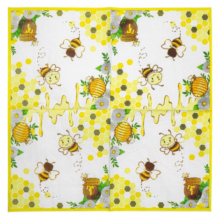 Papírové ubrousky „Včela s medem a pláství“ - 20 ks