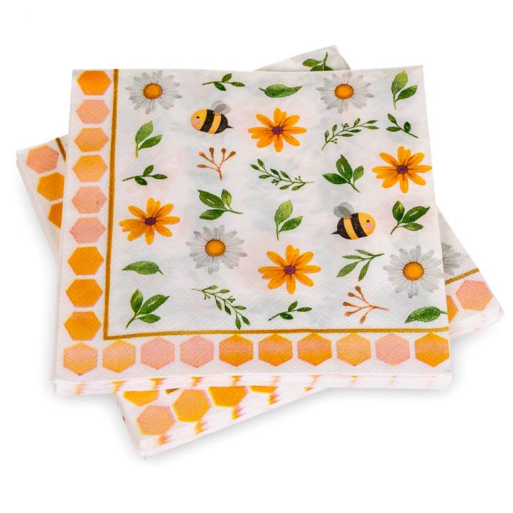 Papírové ubrousky „Včely a květiny“ - 20 ks