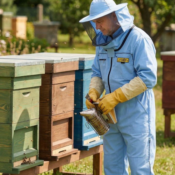 Včelařská kombinéza s kloboukem - modrá - Lysoň, vel.: S-XXXXL