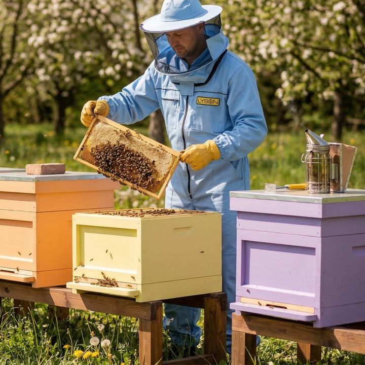 Včelařská kombinéza s kloboukem - modrá - Lysoň, vel.: S-XXXXL