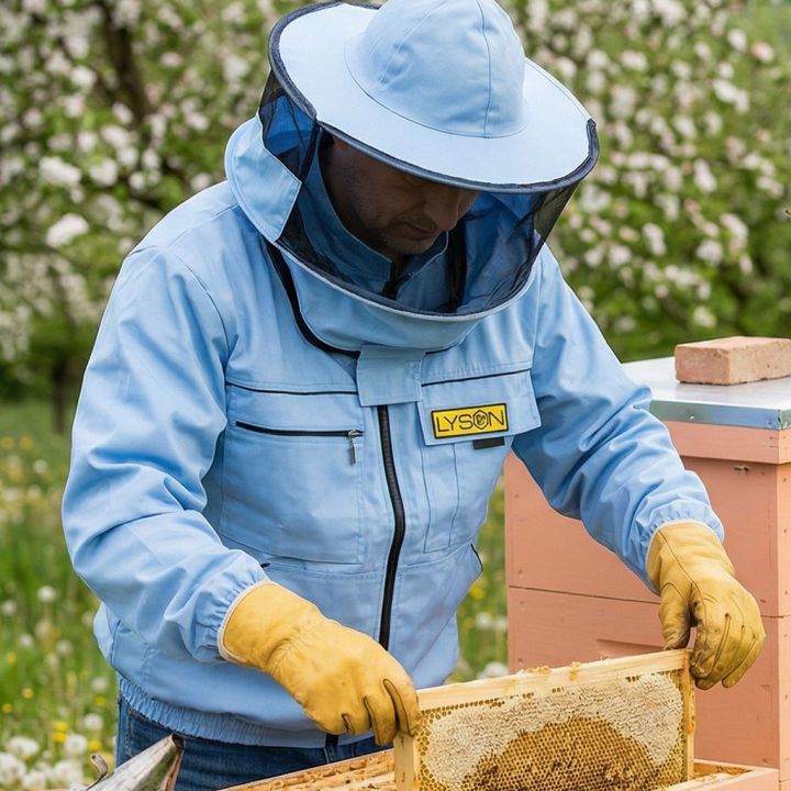 Včelařská bunda s kloboukem - modrá - Lysoň, vel.: S-XXL