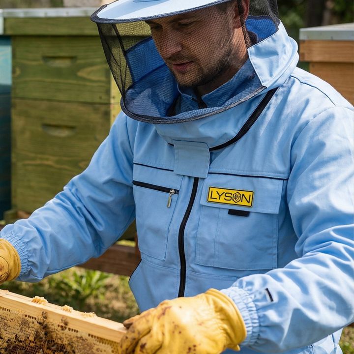 Včelařská bunda s kloboukem - modrá - Lysoň, vel.: S-XXL