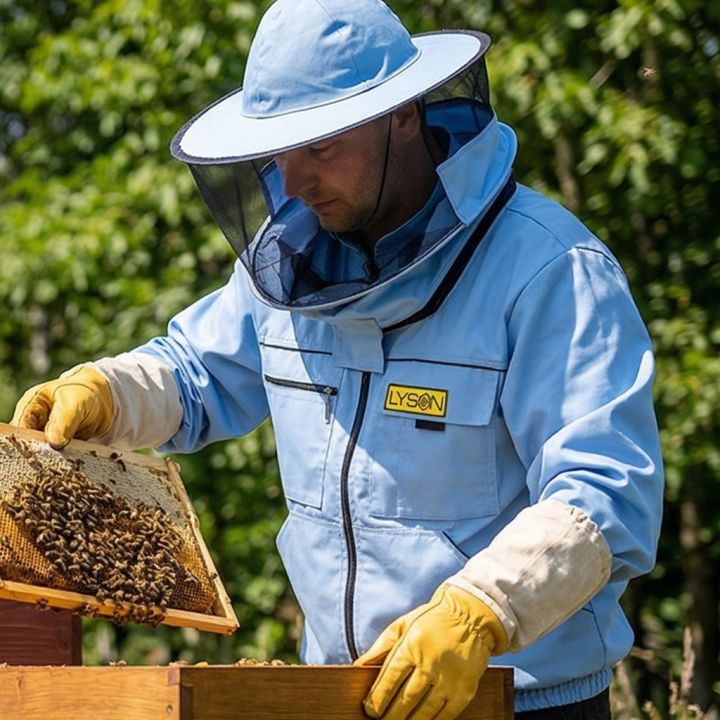 Včelařská bunda s kloboukem - modrá - Lysoň, vel.: S-XXL