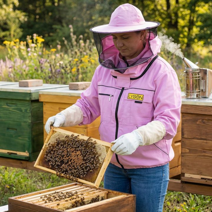 Včelařská bunda s kloboukem - fialová - Lysoň, vel.: S-XXL