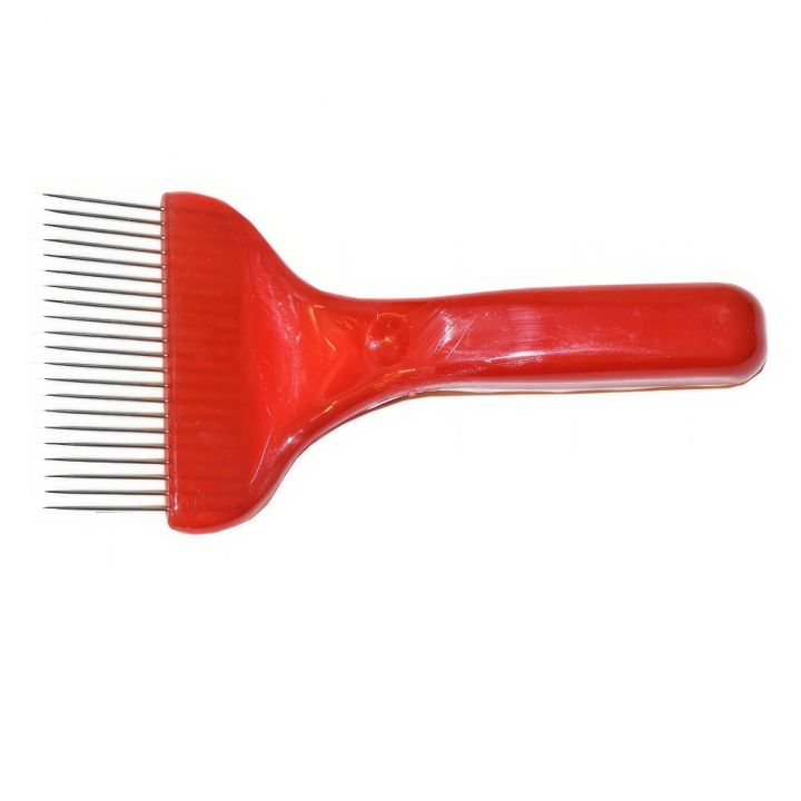 Odvíčkovací vidlička 21 jehel, plastová červená rukojeť