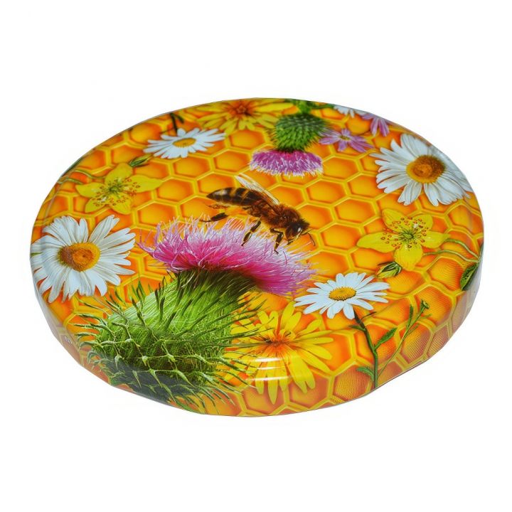 Víčko na sklenici TO 82 - včela a bodlák - HO5