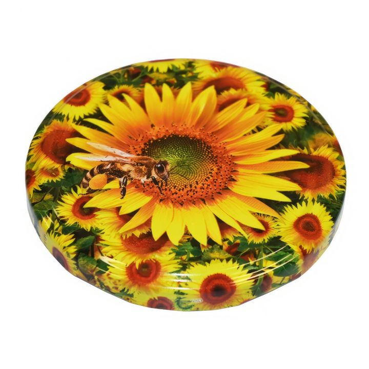 Víčko na sklenici TO 82 - včela na slunečnici - HO6