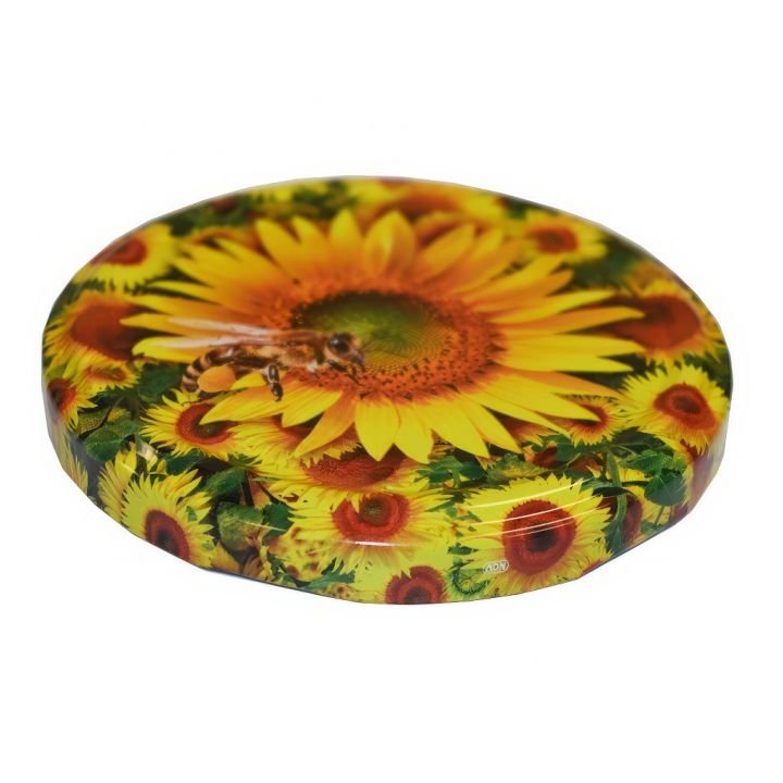 Víčko na sklenici TO 82 - včela na slunečnici - HO6