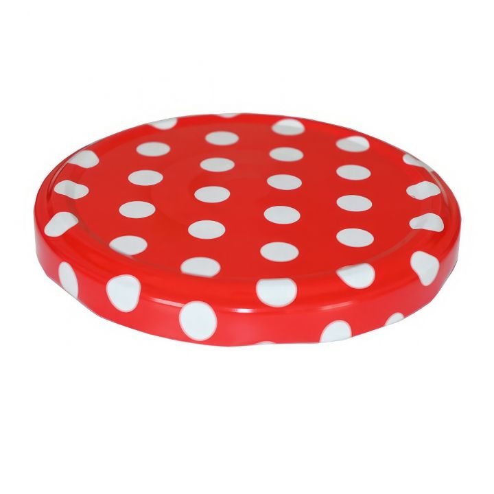 Víčko na sklenici TO 82 - Tečky - červené