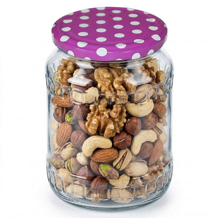 Víčko na sklenici TO 82 - Tečky - purpurové