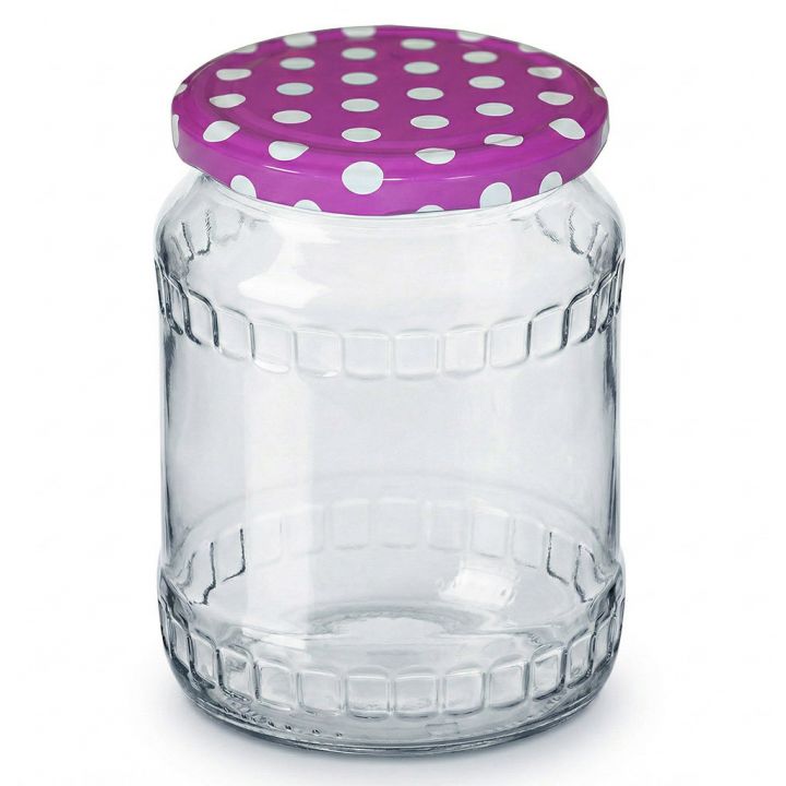 Víčko na sklenici TO 82 - Tečky - purpurové