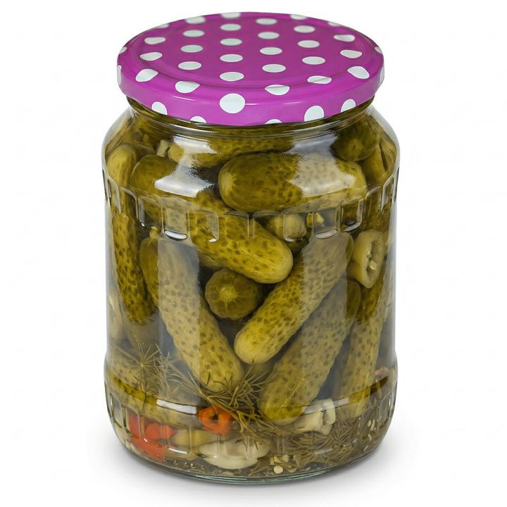 Víčko na sklenici TO 82 - Tečky - purpurové