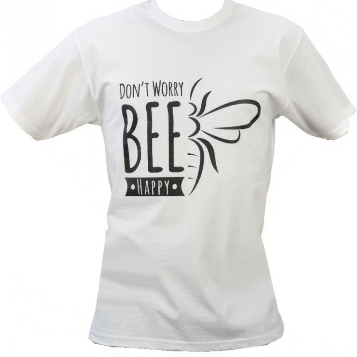 Včelařské tričko ApiSina Bee happy, bílé