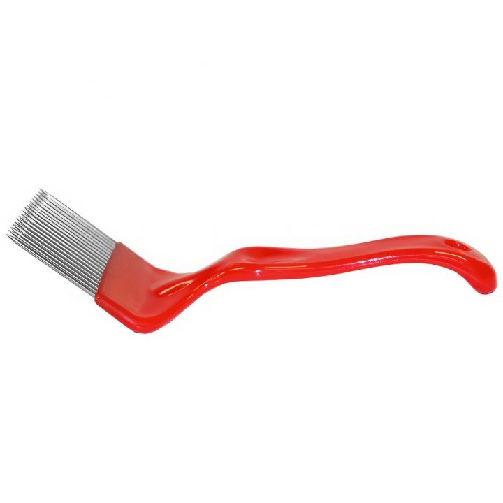 vidlicka-cervena-18-jehel-22-04.jpg_1 Vidlička k odvíčkování rovná 18 jehel, plas. rukoj.