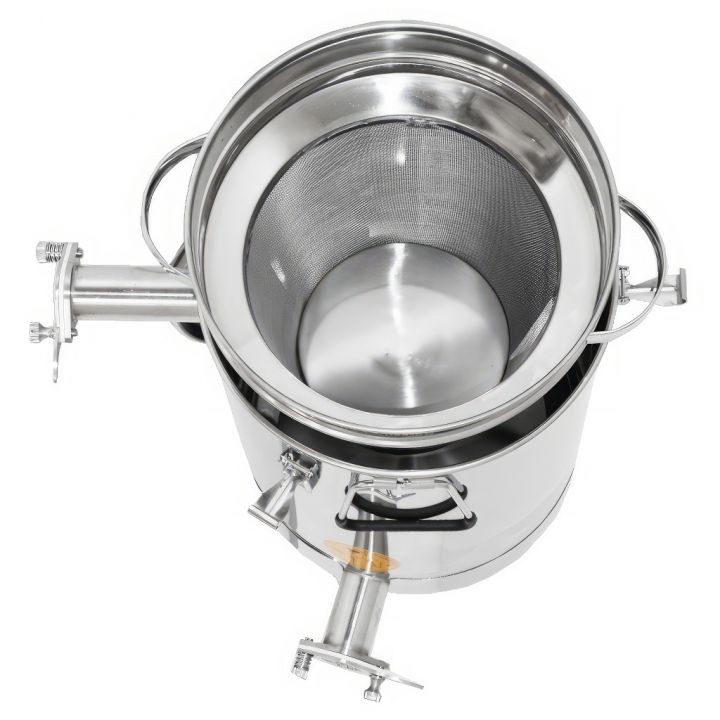 M5654-staceci-cer-maxi-2koh-sito-03.jpg_1 Stáčecí a čeřící nádoba Mellarius MaxiLine 35 kg s kónickým dnem