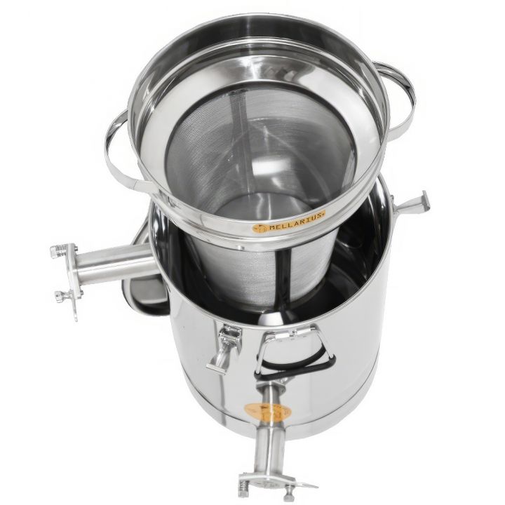 M5654-staceci-cer-maxi-2koh-sito-04.jpg_1 Stáčecí a čeřící nádoba Mellarius MaxiLine 35 kg s kónickým dnem