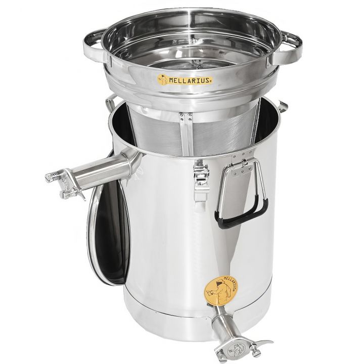 M5654-staceci-cer-maxi-2koh-sito-079.jpg_1 Stáčecí a čeřící nádoba Mellarius MaxiLine 35 kg s kónickým dnem