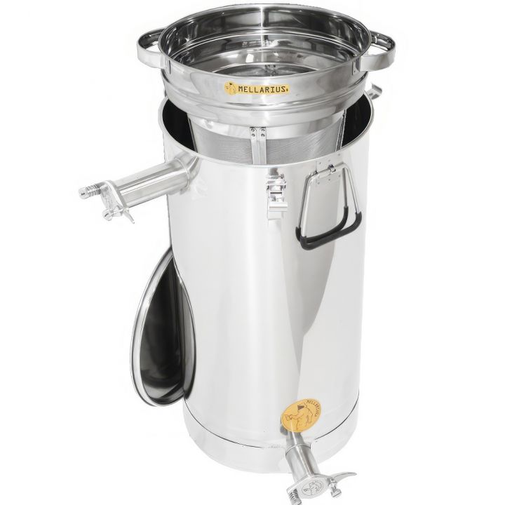 M5655-staceci-cer-maxi-2koh-sito-02.jpg_1 Stáčecí a čeřící nádoba Mellarius MaxiLine 50 kg s kónickým dnem