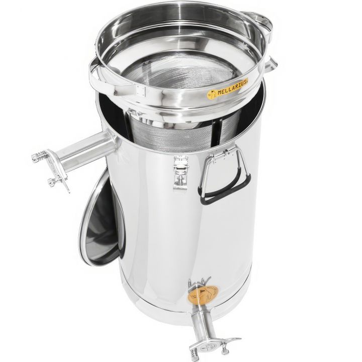 M5655-staceci-cer-maxi-2koh-sito-03.jpg_1 Stáčecí a čeřící nádoba Mellarius MaxiLine 50 kg s kónickým dnem