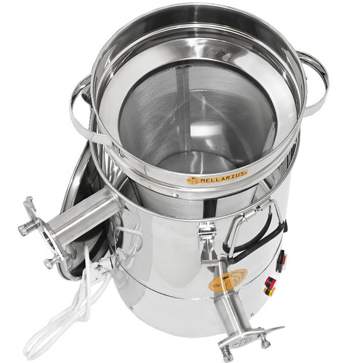 M5650-staceci-cer-maxi-ohrev-2koh-sito-05.jpg_1 Stáčecí a čeřící nádoba Mellarius MaxiLine 25 kg s integrovaným topným tělesem