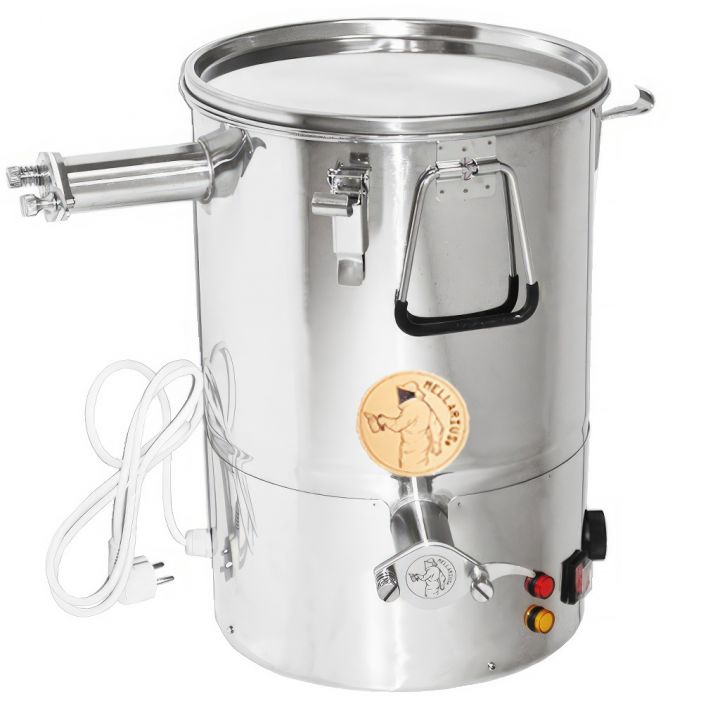 mellarius-max-25-2-kohouty-s-ohrevem-sita-032.jpg_1 Stáčecí a čeřící nádoba Mellarius MaxiLine 25 kg s integrovaným topným tělesem