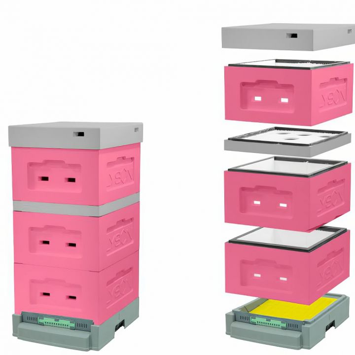 Polystyrenový úl 39 x 24 lakovaný, varroadno - typ II - růžová