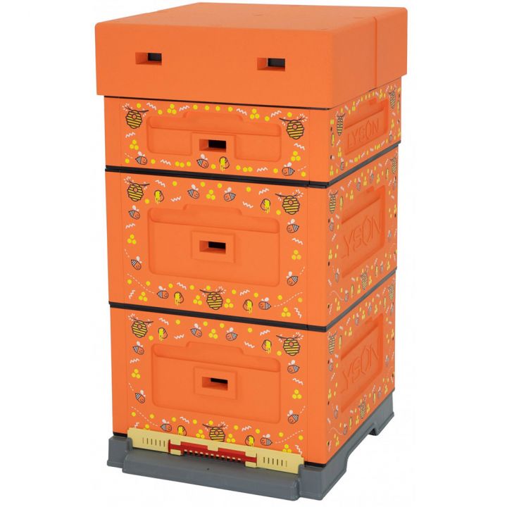 ul-wielkopolski-optima-pomaranczowy-nadruk-pszczola-nieskrecony2.jpg_1 Úl Dadant OPTIMA, lakovaný (oranžový), potisk – včela, rozložený