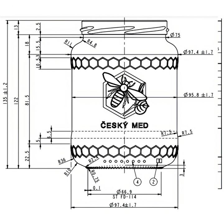 sklenice-med-02.jpg_1 Sklenice Med 770 ml/1kg medu - 8,2 Kč/ks OS. ODBĚR ÚJEZD - 1456 ks