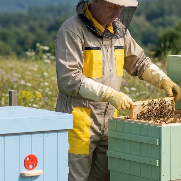 Kombinéza včelařská s kloboukem, béžová vel,: S-XXXL - CZ