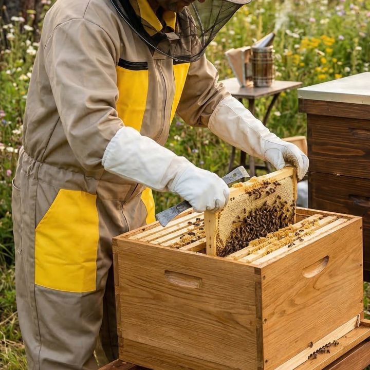 Kombinéza včelařská s kloboukem, béžová vel,: S-XXXL - CZ