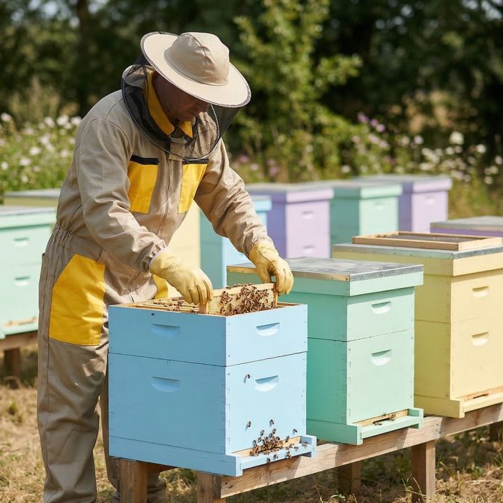 Kombinéza včelařská s kloboukem, béžová vel,: S-XXXL - CZ