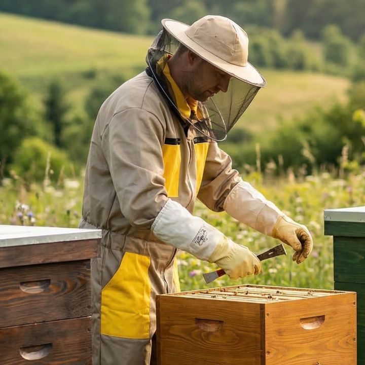 Kombinéza včelařská s kloboukem, béžová vel,: S-XXXL - CZ