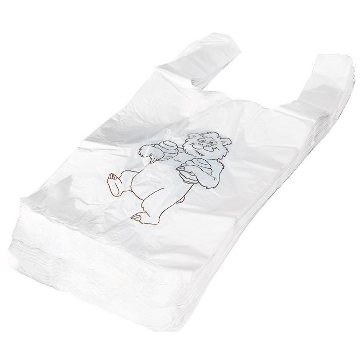 Igelitové tašky s uchy - medvídek - 22 x 38 cm - 200 ks