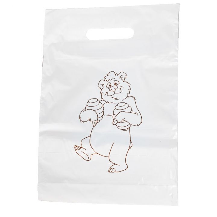 Igelitové tašky s medvědem 25×35 cm - 50 ks