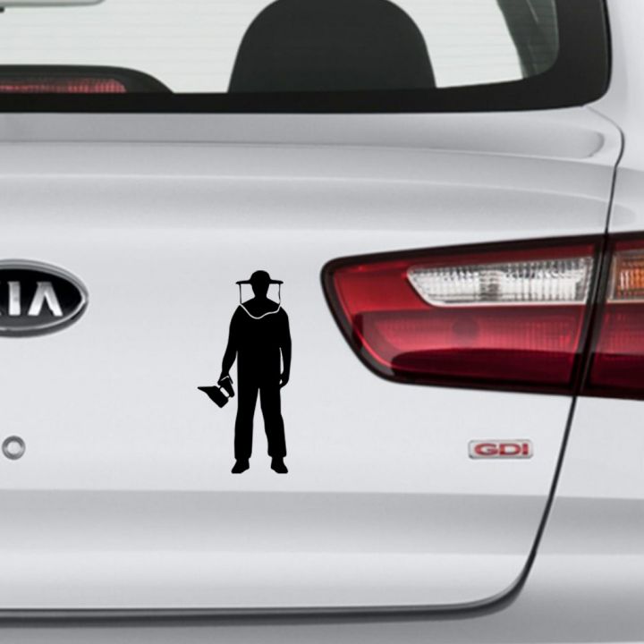 Samolepka včelař s dýmákem - černá