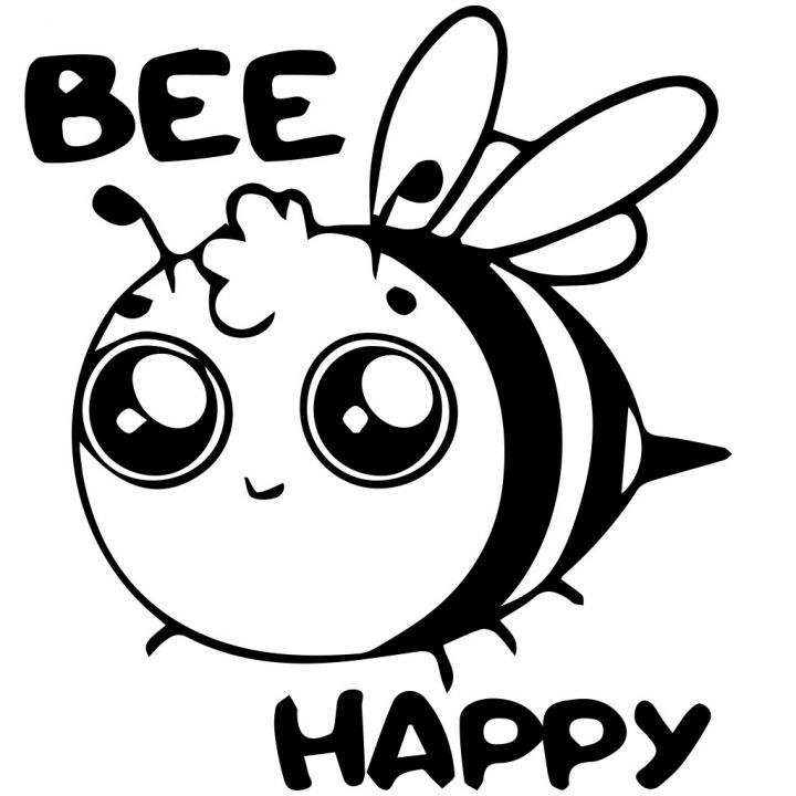 Samolepka Bee happy - černá