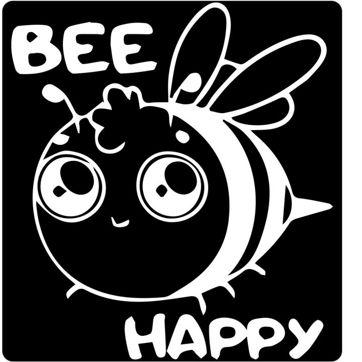 Samolepka Bee happy - bílá