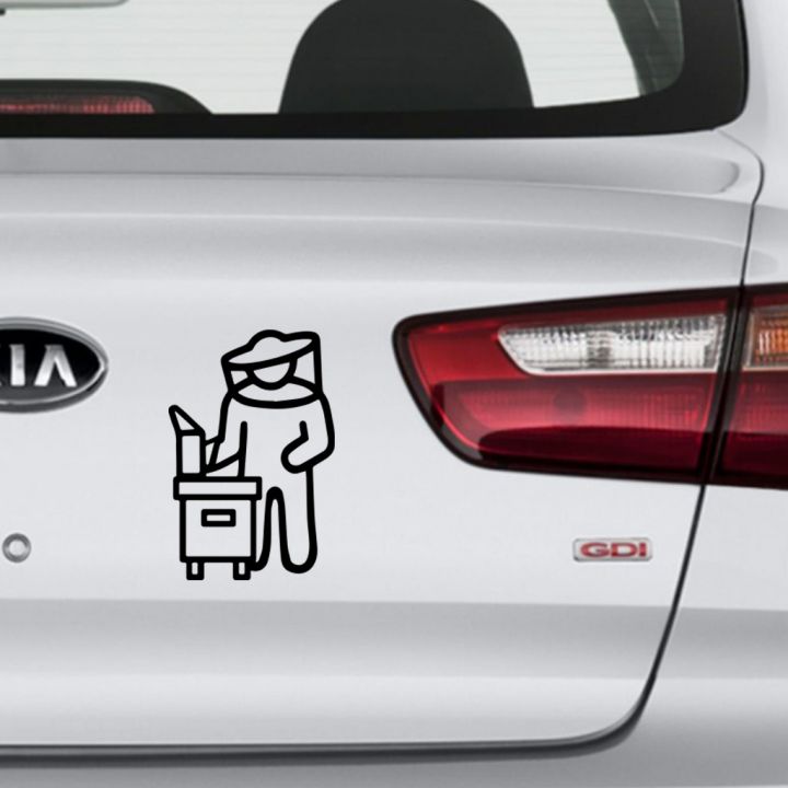 Samolepka včelař s úlem - černá