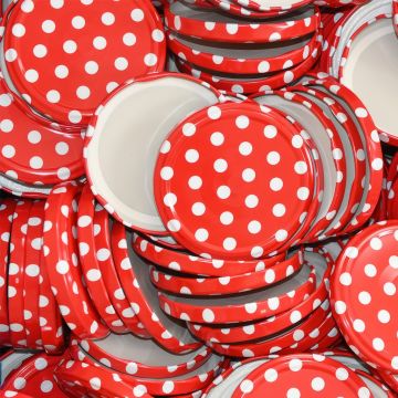 Víčko na sklenici TO 82 - Tečky - červené - 700 ks - celá krabice