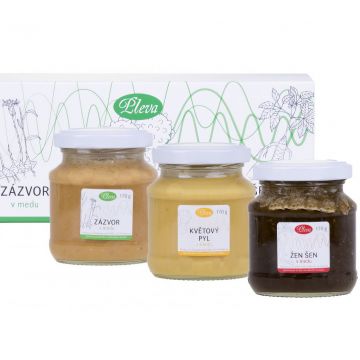 Pleva medy - zázvor, květový pyl a ženšen v medu - 3 x 170 g