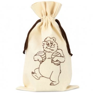 Pytlík na sklenici medu ApiSina s motivem "méďa"