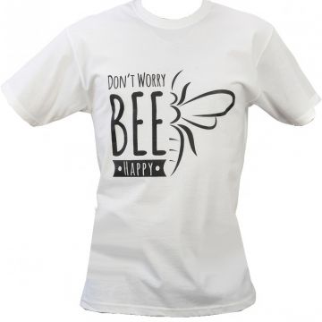 Včelařské tričko ApiSina Bee happy, bílé - M