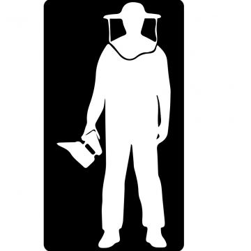 Samolepka včelař s dýmákem - bílá